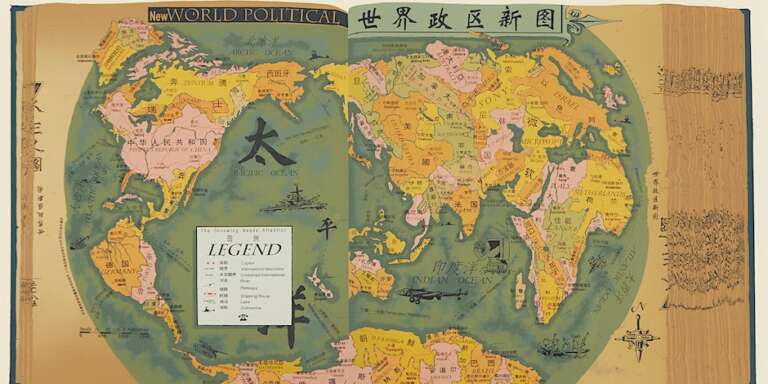 HONG HAO (Chinese, b. 1965) Selected Scriptures and New Political Map, 2000 Silkscreen on paper 12" x 23"